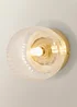 ValueLights Calpe Brushed Gold Flush Wall Light Ribbed Clear Shade - One Size Image 3