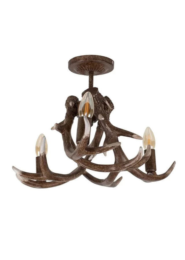 ValueLights Caribou Rustic Antler 3 Way Ceiling Light