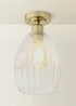 ValueLights Cheltenham Gold Flush Ceiling Light Ribbed Shade - One Size Image 3