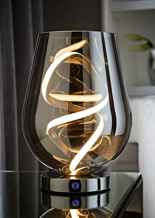 ValueLights Helix Smoked Glass Integrated LED Table Lamp - One Size Image 1