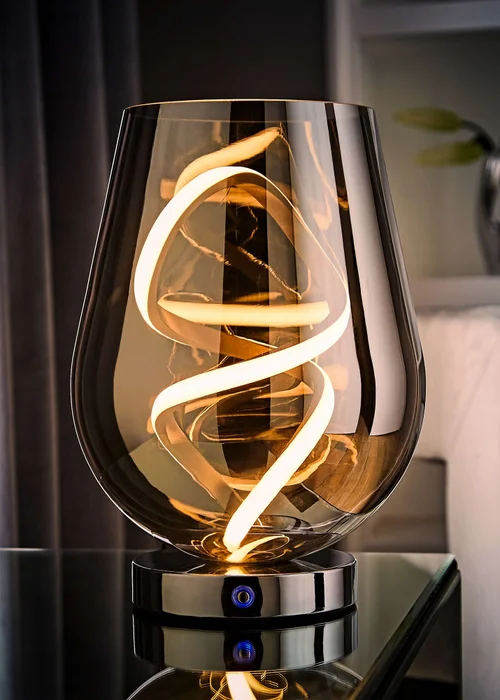 ValueLights Helix Smoked Glass Integrated LED Table Lamp - One Size Image 2