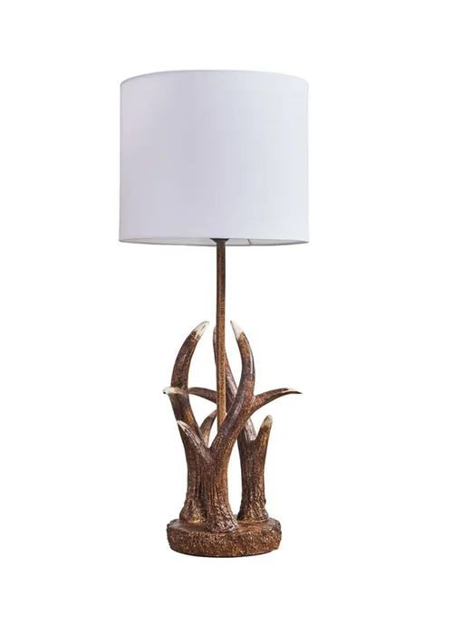 ValueLights Caribou Antler Natural Table Lamp with White Shade - One Size Image 2