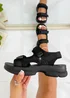 Love Lemonade Black Sparkly Cozy Crush Sandals - Size 4 Image 5