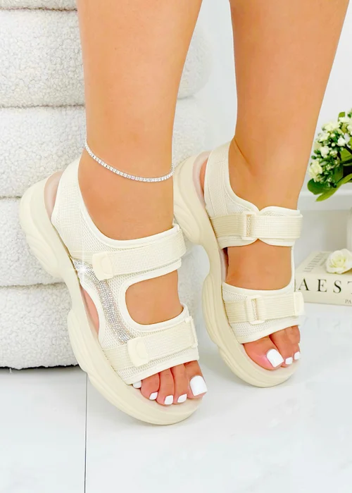 Love Lemonade Nude Sparkly Cozy Crush Sandals - Size 7 Image 1