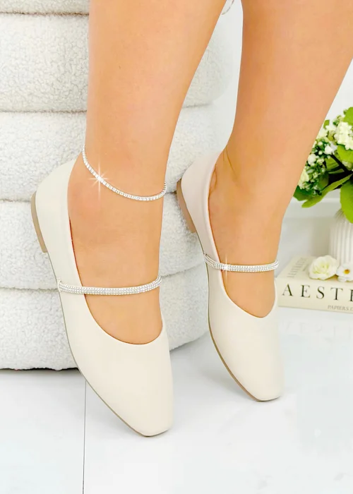 Love Lemonade Nude Crystal Belle Dolly Shoes - Size 4 Image 3