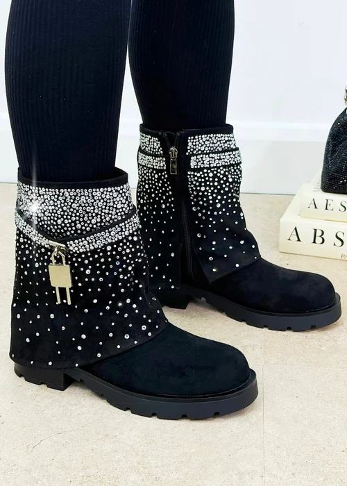 Love Lemonade Black Crystal Starlight Stride Boots - Size 5 Image 3