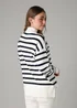 French Connection White Oversized High Neck Cosy Striped Long Sleeve Jumper - Small Image 2