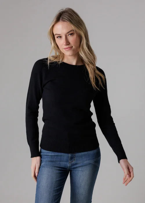 French Connection Black Cosy Soft Touch Crew Neck Raglan Jumper - M Image 3