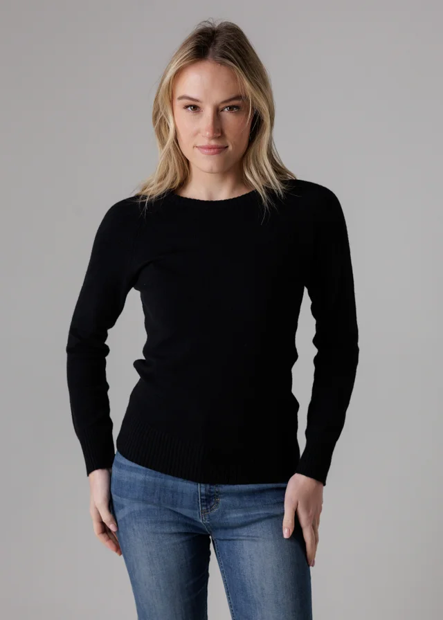 French Connection Black Cosy Soft Touch Crew Neck Raglan Jumper