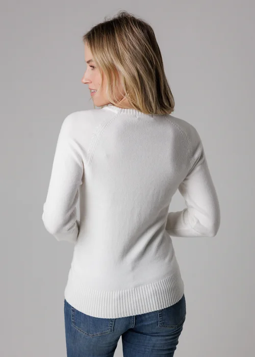 French Connection White Cosy Soft Touch Crew Neck Raglan Jumper - Extra small Image 3