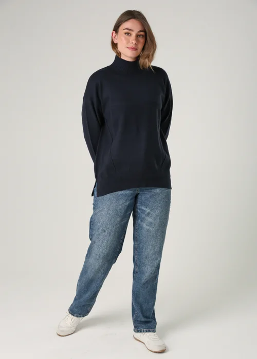 French Connection Navy Cosy Soft Touch High Neck Seam Jumper - Medium Image 4