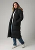 French Connection Black Longline Quilted Puffer Jacket With Hood - L Image 1