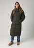 French Connection Khaki Longline Quilted Puffer Jacket With Hood - XS Image 1