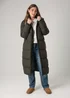 French Connection Khaki Longline Quilted Puffer Jacket With Hood - XS Image 4