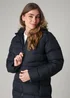 French Connection Navy Midi Padded Parka Jacket With Faux Fur Hood - M Image 5