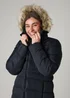 French Connection Navy Midi Padded Parka Jacket With Faux Fur Hood - M Image 3