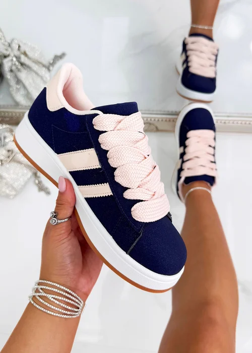 Love Lemonade Navy Crystal Stripe Trainers Limited Edition - Size 3 Image 3