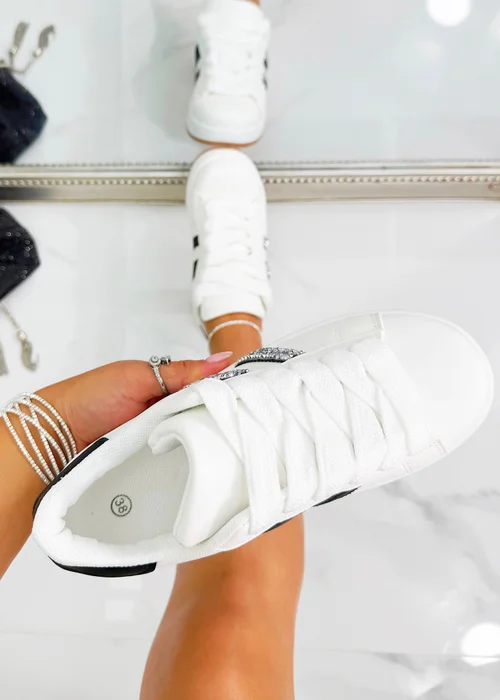 Love Lemonade White Crystal Stripe Trainers Limited Edition - Size 4 Image 4