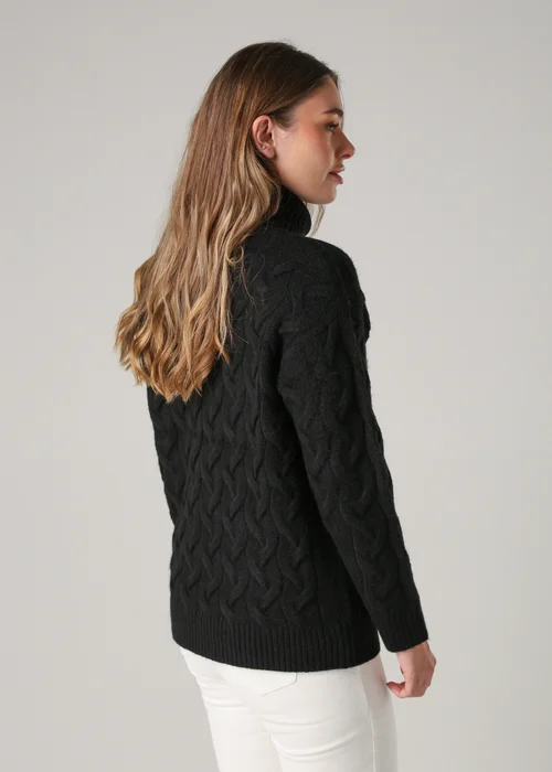 French Connection Black Cable Knit Roll Neck Long Sleeve Jumper - L Image 2