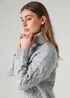 French Connection Light Grey Cable Knit Roll Neck Long Sleeve Jumper - Extra Large Image 3