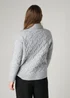 French Connection Light Grey Cable Knit Roll Neck Long Sleeve Jumper - Extra Large Image 2