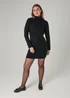 French Connection Black Cosy Ribbed Cowl Neck Long Sleeve Mini Dress - XL Image 5