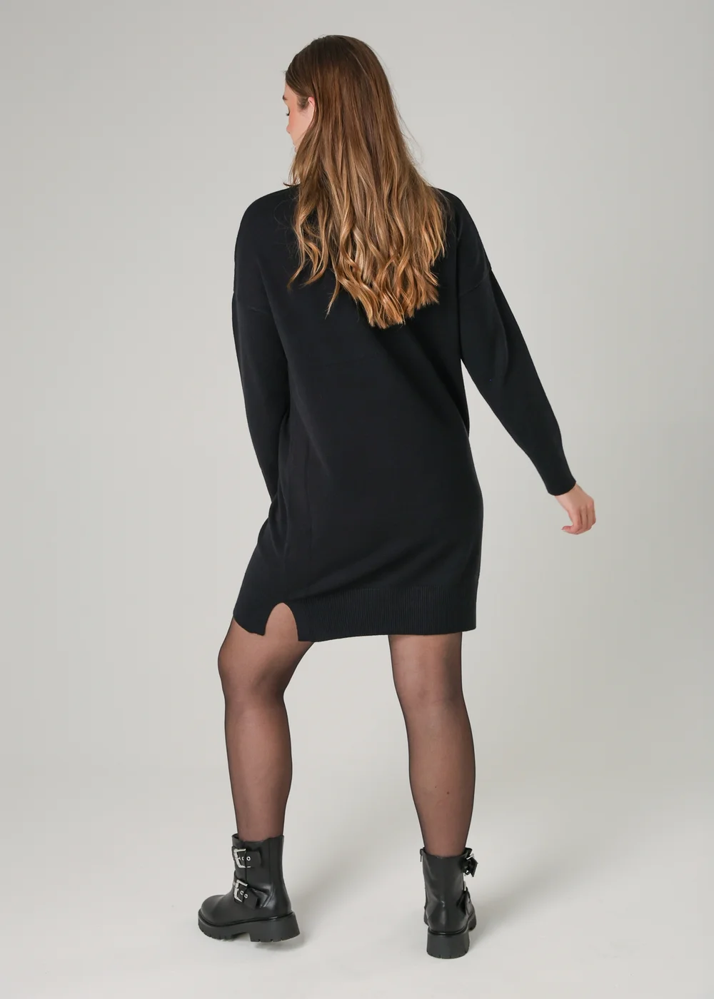 French Connection Black Cosy Roll Neck Long Sleeve Mini Dress - XS Image 2