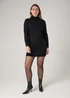 French Connection Black Cosy Soft Touch High Neck Seam Jumper Mini Dress - XL Image 4