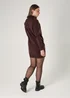 French Connection Brown Cosy Soft Touch High Neck Seam Jumper Mini Dress - S Image 5