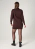 French Connection Brown Cosy Soft Touch High Neck Seam Jumper Mini Dress - S Image 2