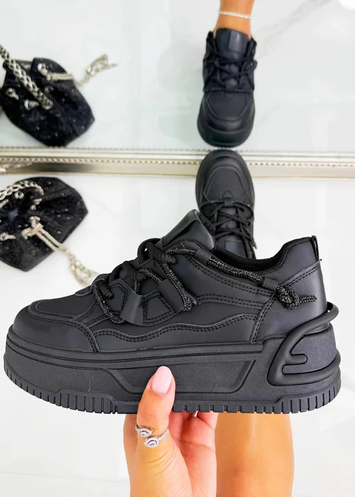 Love Lemonade Black Crystal Spark Trainers - Size 6 Image 3