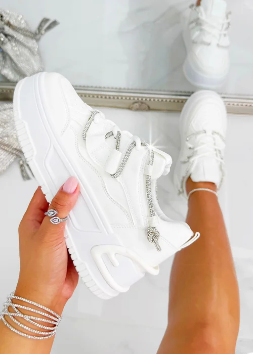 Love Lemonade White Crystal Spark Trainers - Size 3 Image 2