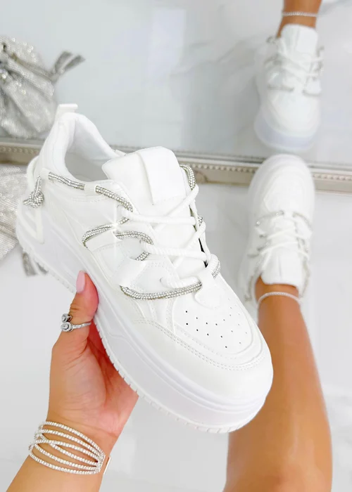 Love Lemonade White Crystal Spark Trainers - Size 3 Image 1