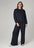 French Connection Navy Luxe Wide Leg Draped Trouser - L Image 3