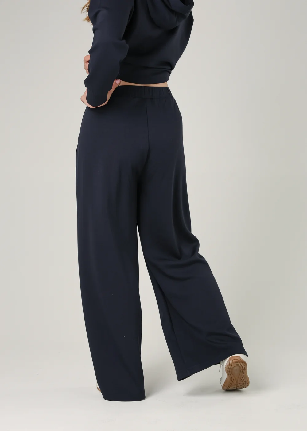 French Connection Navy Luxe Wide Leg Draped Trouser - L Image 2