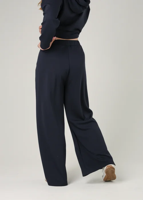 French Connection Navy Luxe Wide Leg Draped Trouser - L Image 2