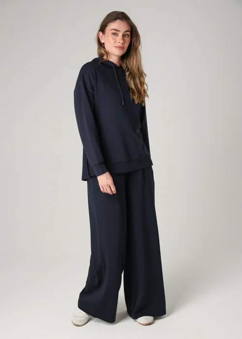 French Connection Navy Luxe Wide Leg Draped Trouser - L Image 4