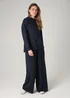 French Connection Navy Luxe Wide Leg Draped Trouser - L Image 4