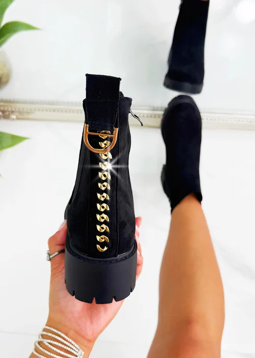 Love Lemonade Black Sparkly Chainstorm Boots - Size 3 Image 4