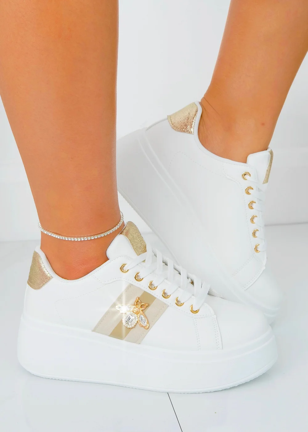 Love Lemonade Gold Crystal Deluxe Queen Bee Chunky Trainers - Size 8 Image 2