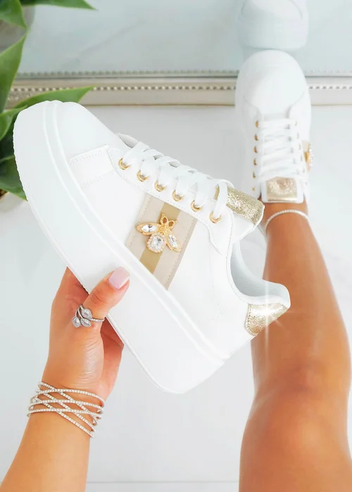 Love Lemonade Gold Crystal Deluxe Queen Bee Chunky Trainers - Size 8 Image 1