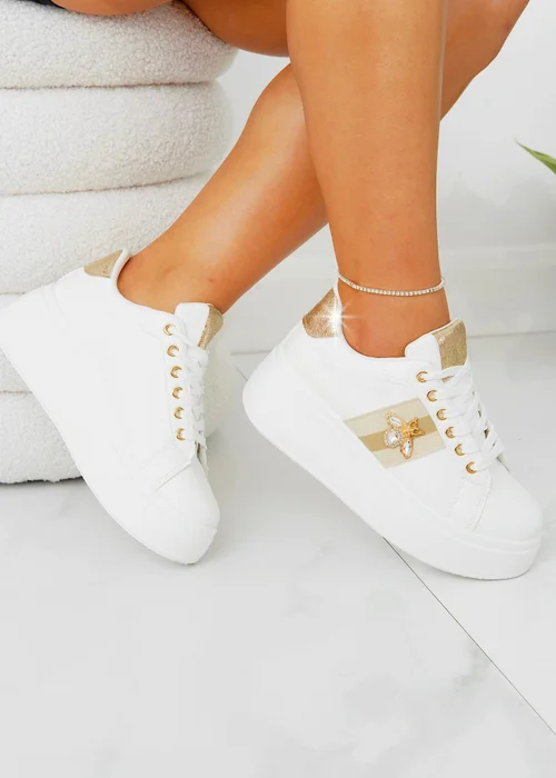 Love Lemonade Gold Crystal Deluxe Queen Bee Chunky Trainers - Size 8 Image 3