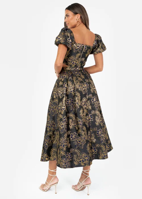 Maya Deluxe Floral Jacquard Pleated Midi Skirt - Size 8 Image 2