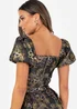 Maya Deluxe Floral Jacquard Square Neck Puff Sleeve Crop Top - Size 18 Clothing Image 2
