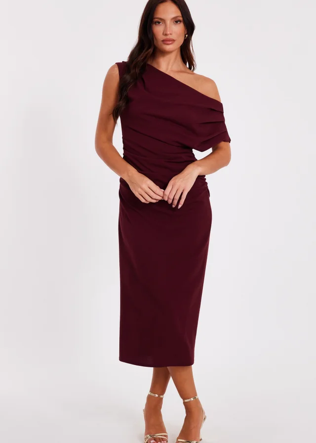 Quiz Burgundy Drop Shoulder Midi Dress