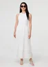 Izabel London White High Waist Lace Trim Tiered Maxi Skirt - 16 Image 4