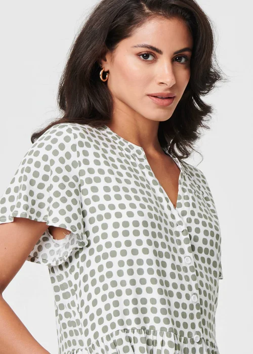 Izabel London Sage Printed Short Sleeve Relaxed Midi Dress - 8 Image 3