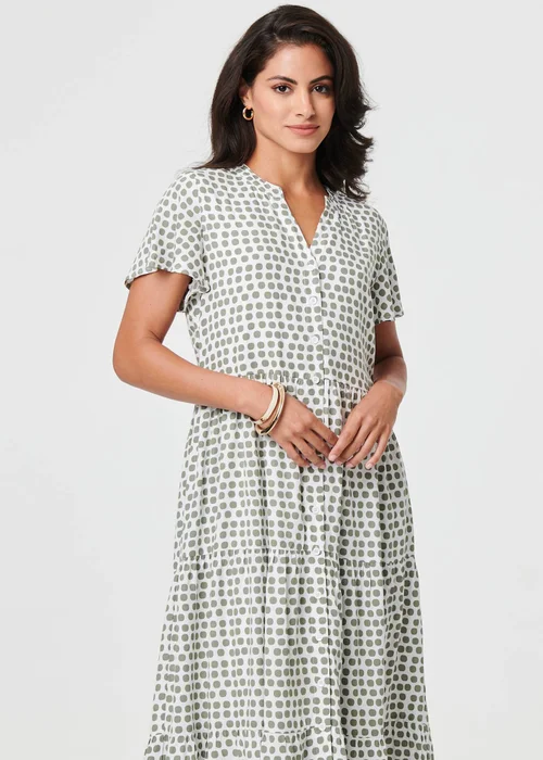 Izabel London Sage Printed Short Sleeve Relaxed Midi Dress - 8 Image 4