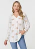 Izabel London White Embroidered Pleat 3/4 Sleeve Blouse - 14 Image 1