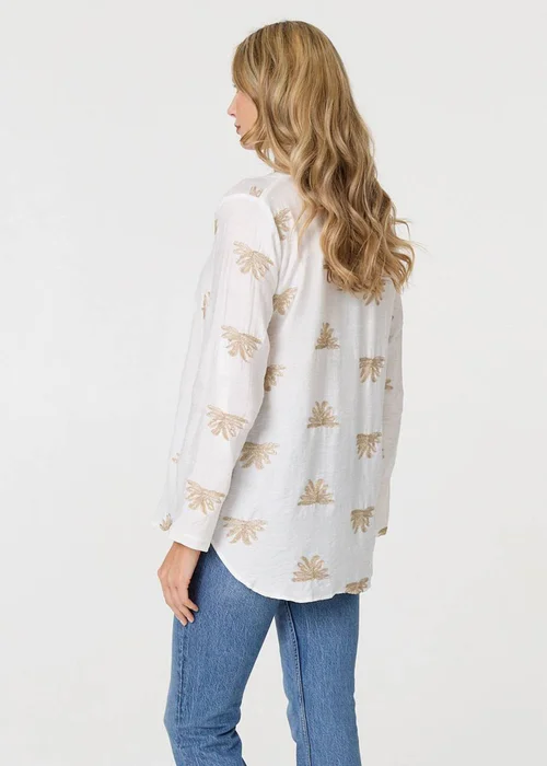 Izabel London White Embroidered Pleat 3/4 Sleeve Blouse - 14 Image 2